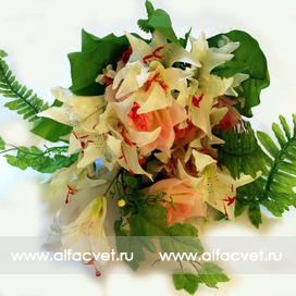 искусственные цветы роза-лилия цвета светло-розовый 9