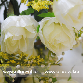 искусственные цветы роза маленькая цвета белый 6