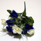 искусственные цветы букет роз с добавкой осока цвета синий с белым 58
