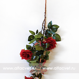 искусственные цветы ветка роз цвета красный 4