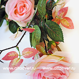 искусственные цветы ветка роз цвета светло-розовый 9