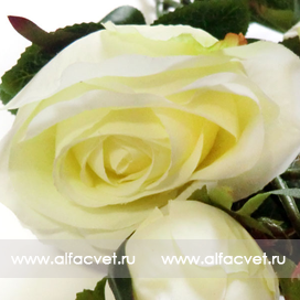 искусственные цветы ветка роз цвета белый 6