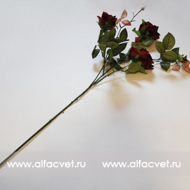 искусственные цветы ветка роз цвета красный 4