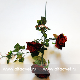 искусственные цветы ветка роз цвета красный 4