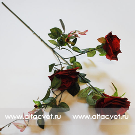 искусственные цветы ветка роз цвета красный 4