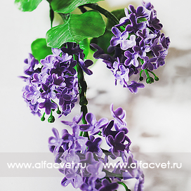 искусственные цветы ветка сирени (пластмассовая) цвета фиолетовый 7