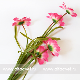 искусственные цветы ветка ромашек с осокой цвета розовый 5